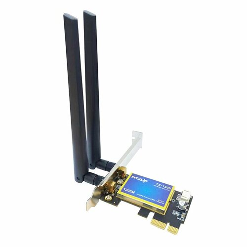 Wi-Fi PCI-E Адаптер WTXUP TX-1200, 2.4/5 ГГц, 1200 Мбит/сек, Bluetooth 4.0, 2 Внешние Антенны, Сетевая Карта для ПК, для Компьютера двухдиапазонный беспроводной intel 7260hmw 7260ac pci e 802 11ac bt 4 0 мини wlan wi fi карта 2 4g 5 ггц wi fi bluetooth 4 0 адаптер антенна