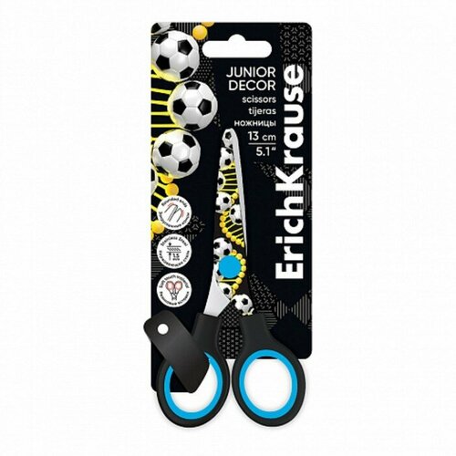 Ножницы детские 13 см ErichKrause Junior Decor Sport DNA с принтом на лезвиях блистер 459₽