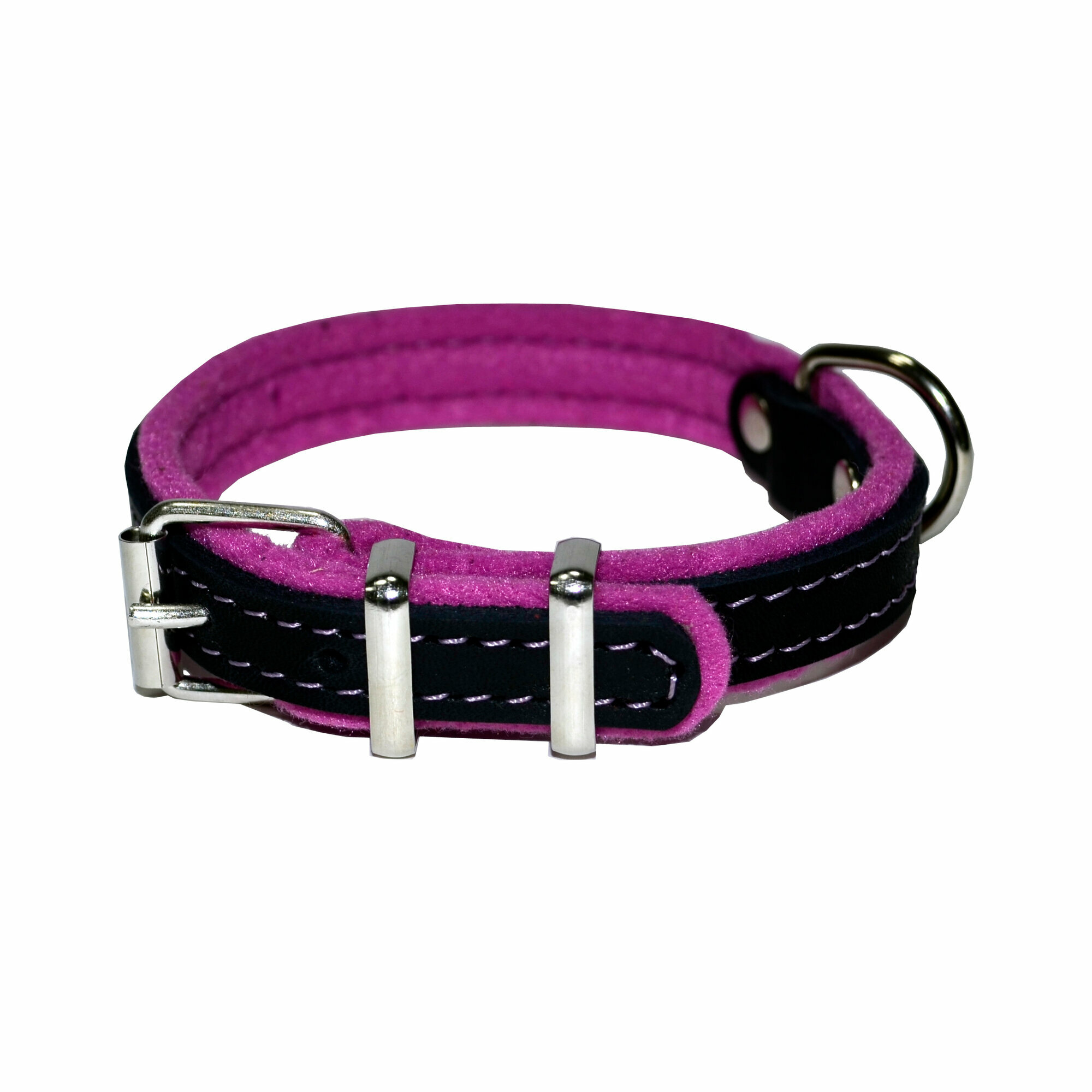 Ошейник аркон кожаный для собак Фетр черно-фиолетовый (22-30 см/16 мм)