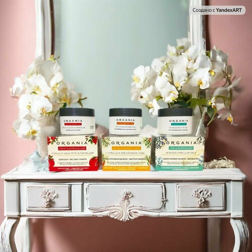 Крем для лица ORGANIA Омолаживающий + Интенсивный уход + Увлажняющий, 50мл, 3шт