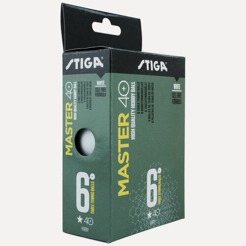 Изображение товара Мячи для настольного тенниса Stiga Master ABS 1* 1111-2410-06, диаметр 40+мм, 6шт, белый