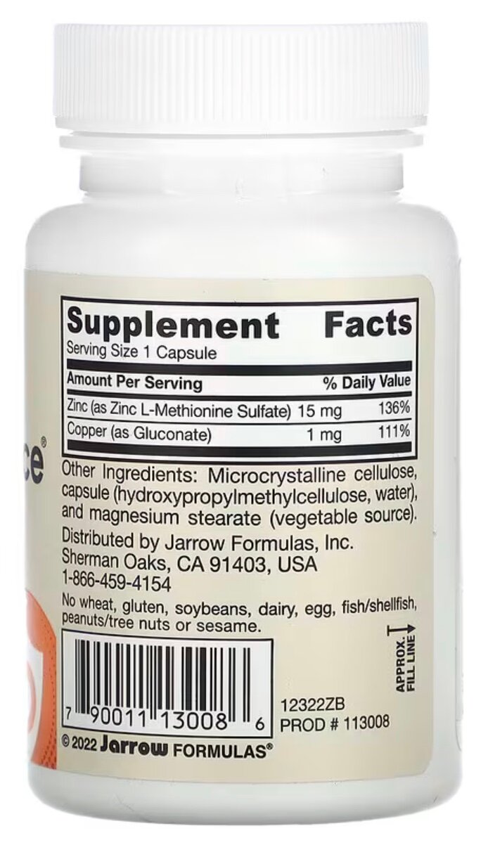 Картинки Jarrow Formulas, Zinc Balance, 100 вегетарианских капсул