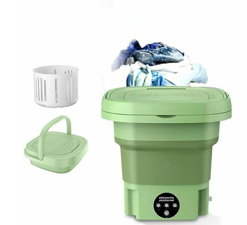 Портативная мини стиральная машина зеленая, для мелкой одежды 1.5 кг