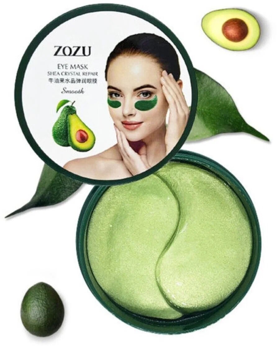 ZOZU Патчи для глаз с экстрактом авокадо и маслом ши Shea Crystal Repair, 60 шт.