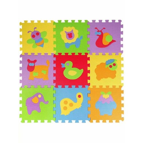 Коврик-пазл Любимые герои С животными 9 элементов 30х3 2122₽