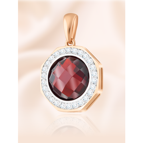 Подвеска Магия Золота, красное золото, 585 проба, гранат, размер 2 см.