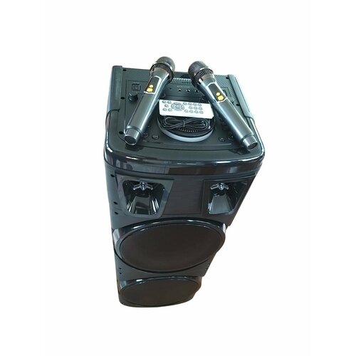 Колонка акустическая Караоке 17081 200Вт 2 микрофона Пульт Bluetooth USB TF card Aux Подключение гитары 26300₽