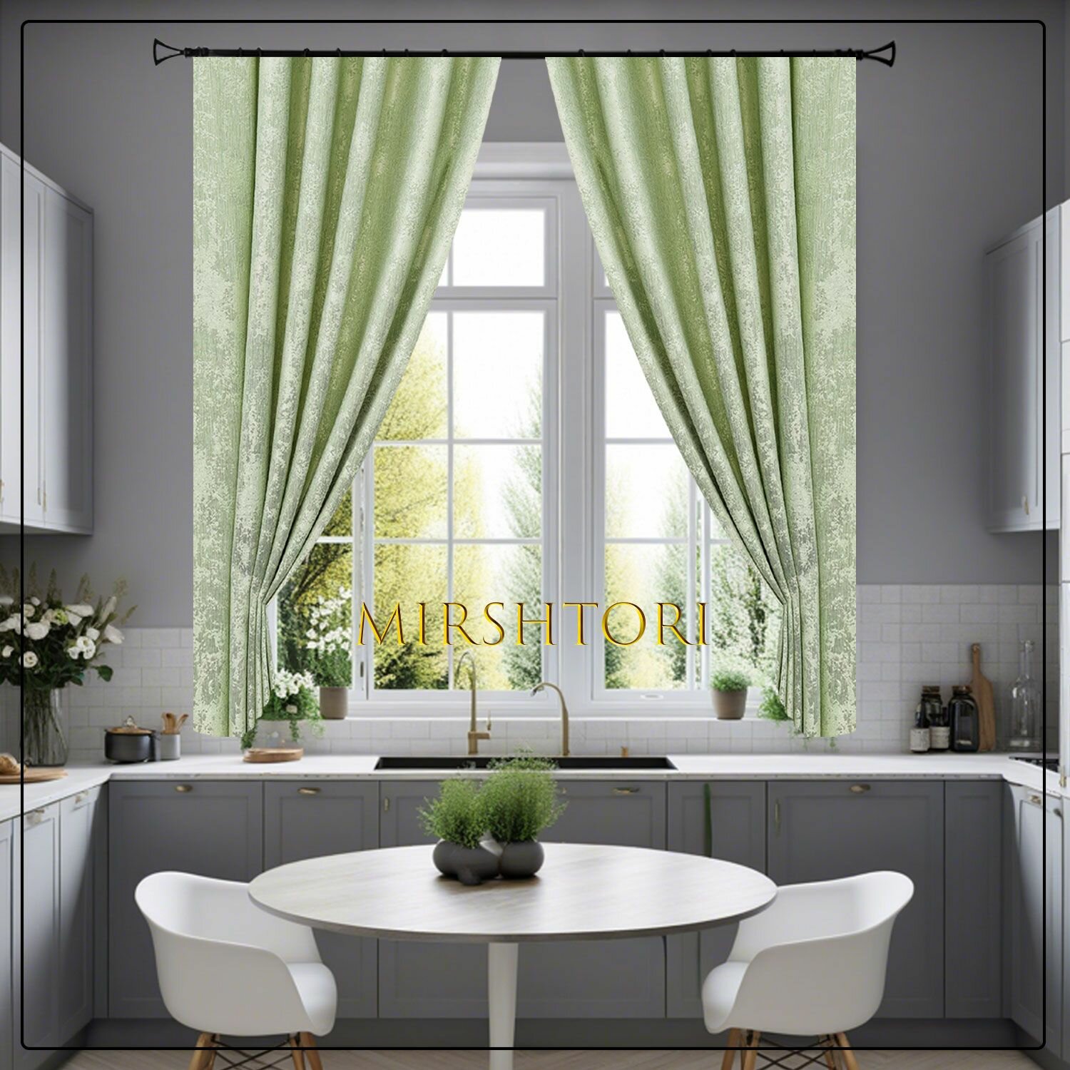 Шторы мраморные 135х180 2 шт короткие для кухни и спальни с рисунком двухцветные