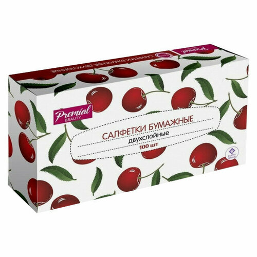 Салфетки бумажные premial 2сл 100шт белые 599₽