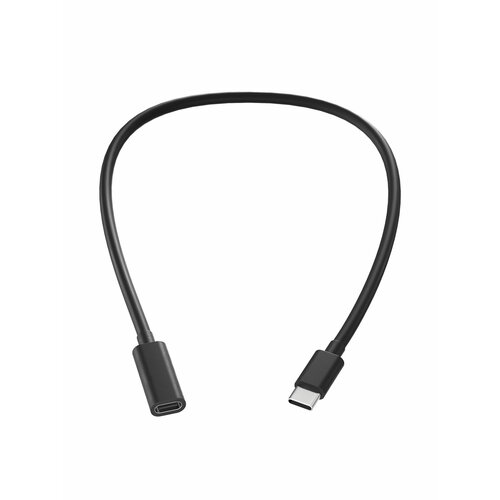 Кабель удлинитель GSMIN C10 Type-С (Male) - Type-C (Female) USB 2.0 480Mbps, 5-20В, 3А, 60Вт (0.5 м) (Черный)