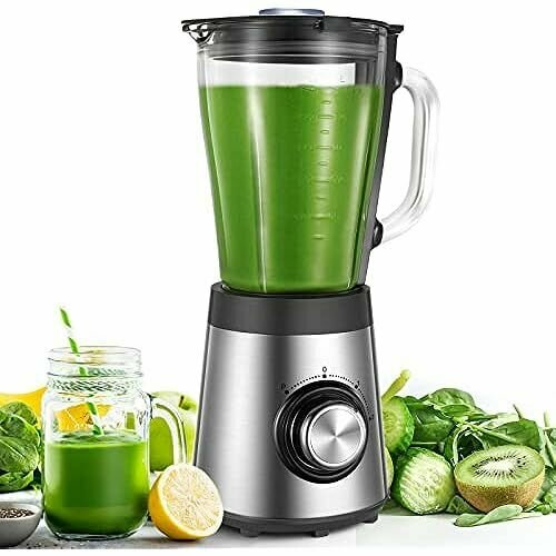 Настольный миксер CCN Energy Smoothie Maker мощностью 500 Вт с термостойким стеклянным контейнером объемом 15 л блендер с функцией измельчения льда 4 ножа 2 скорости импульсный режим технология Smart Lock серый цвет 1927300₽