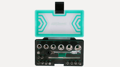 Изображение товара Трещетка 1/4 с набором головок и бит, 20предм. WP (1612-3220) 50/25