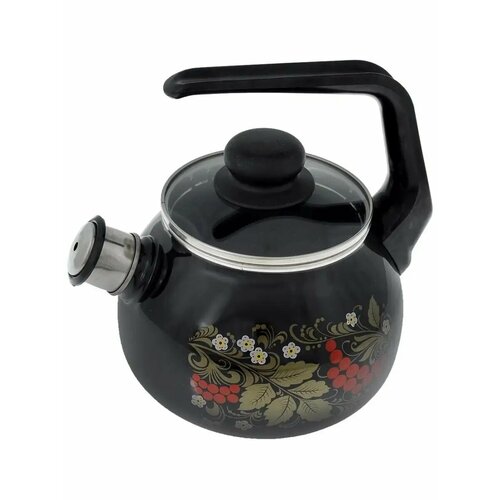 Чайник для плиты со свистком 2л черный, красный, черный