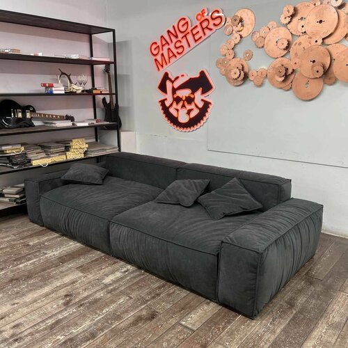 Диван модульный Онда велюр антивандальный графитовый без механизма, Банда Мастеров