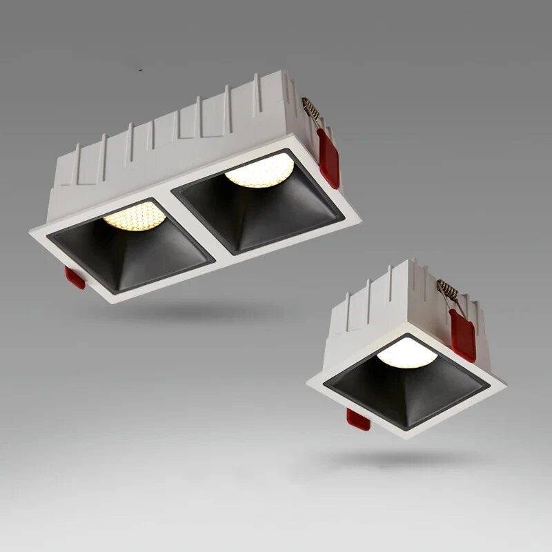 YANKE Встраиваемый светильник потолочный квадратный антибликовый 9-30Вт, 15W Dimmable, Черный, 3000K
