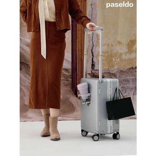 Чемодан PASELDO, 33 л, размер S, Silver