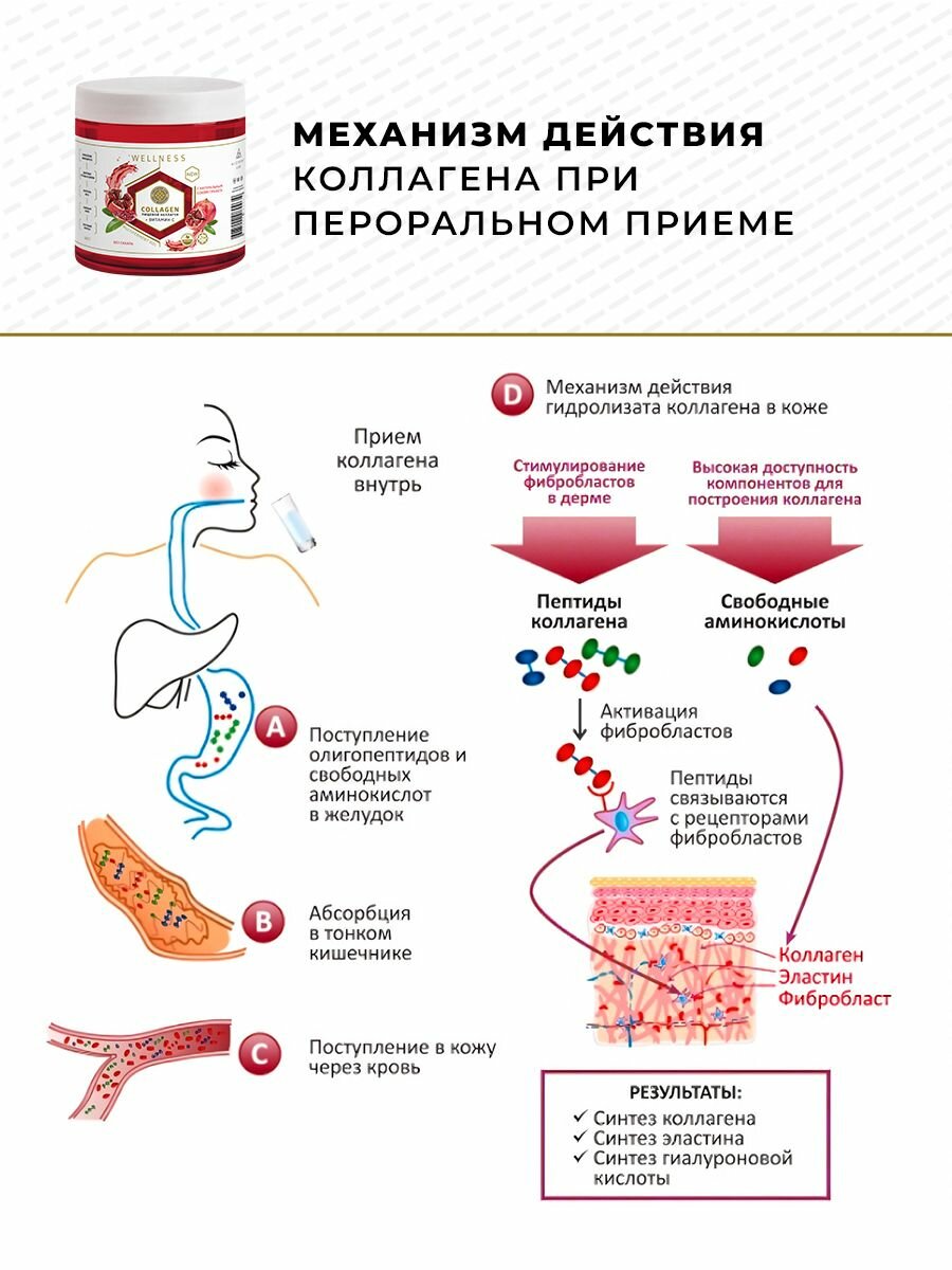 Живой коллаген желе для суставов, связок, кожи и волос, с витамином С, без ГМО, 96% усвояемости, гранат 500 г / Collagen Live Wellness — фото 1