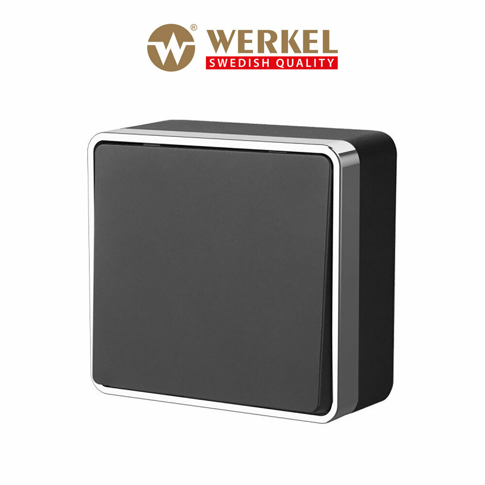 Проходной накладной выключатель/переключатель одноклавишный Werkel Gallant W5012035 черный/хром IP20