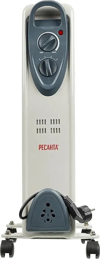 Картинки Масляный радиатор Ресанта ОМ-7Н, с терморегулятором, 1500Вт, 7 секций, 3 режима, белый [67/3/7]