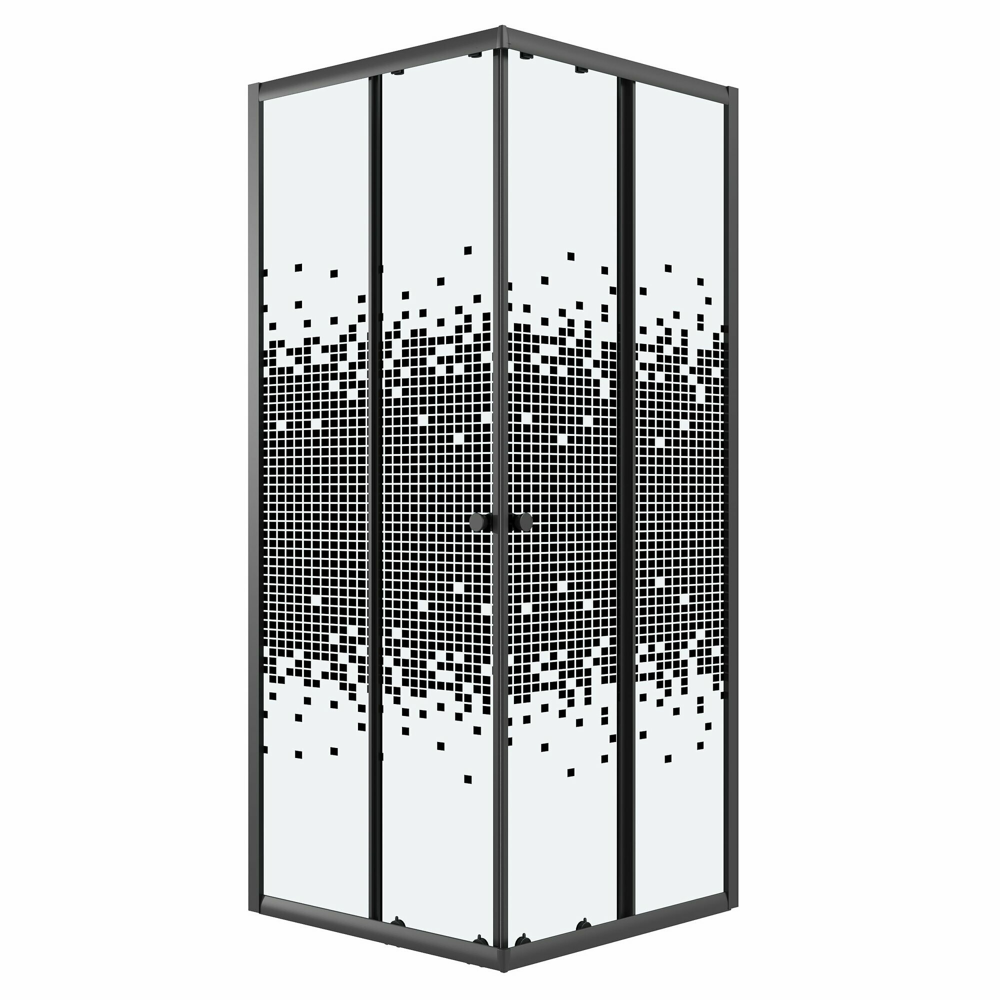 Душевое ограждение Niagara Eco NG-1009-14QBLACK (90х90х190) квадрат раздвижное черный стекло Узорчатое1 место