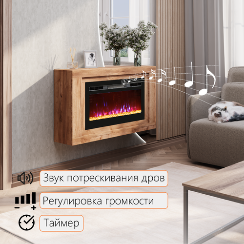 Электрический камин навесной ELEKAM Pulsar31 с очагом и порталом обогревом и имитацией живого огня 71451₽