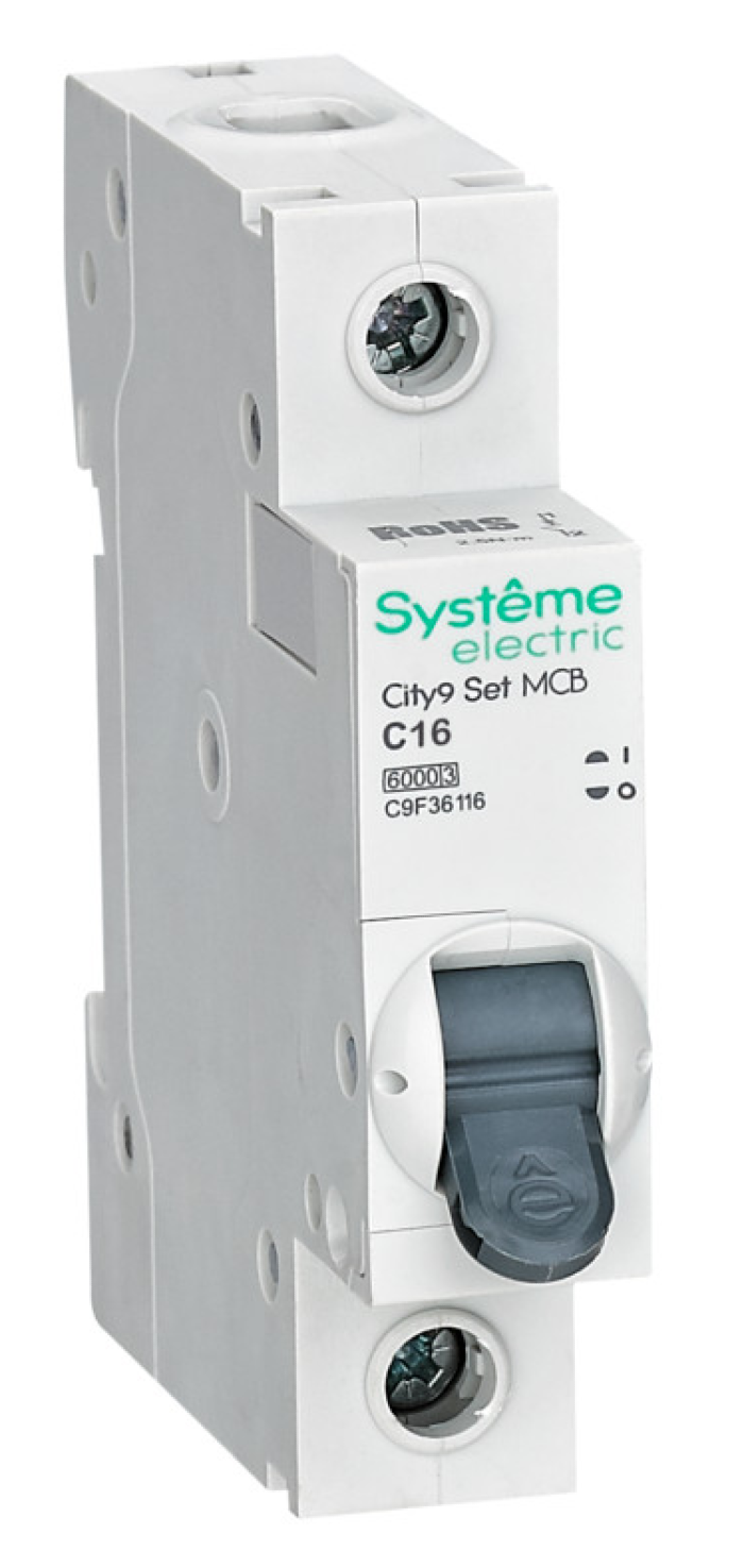 Автоматический выключатель Systeme Electric / Систем Электрик Сity9 Set 1P 16А характеристика C 6кА C9F36116 / электроавтомат