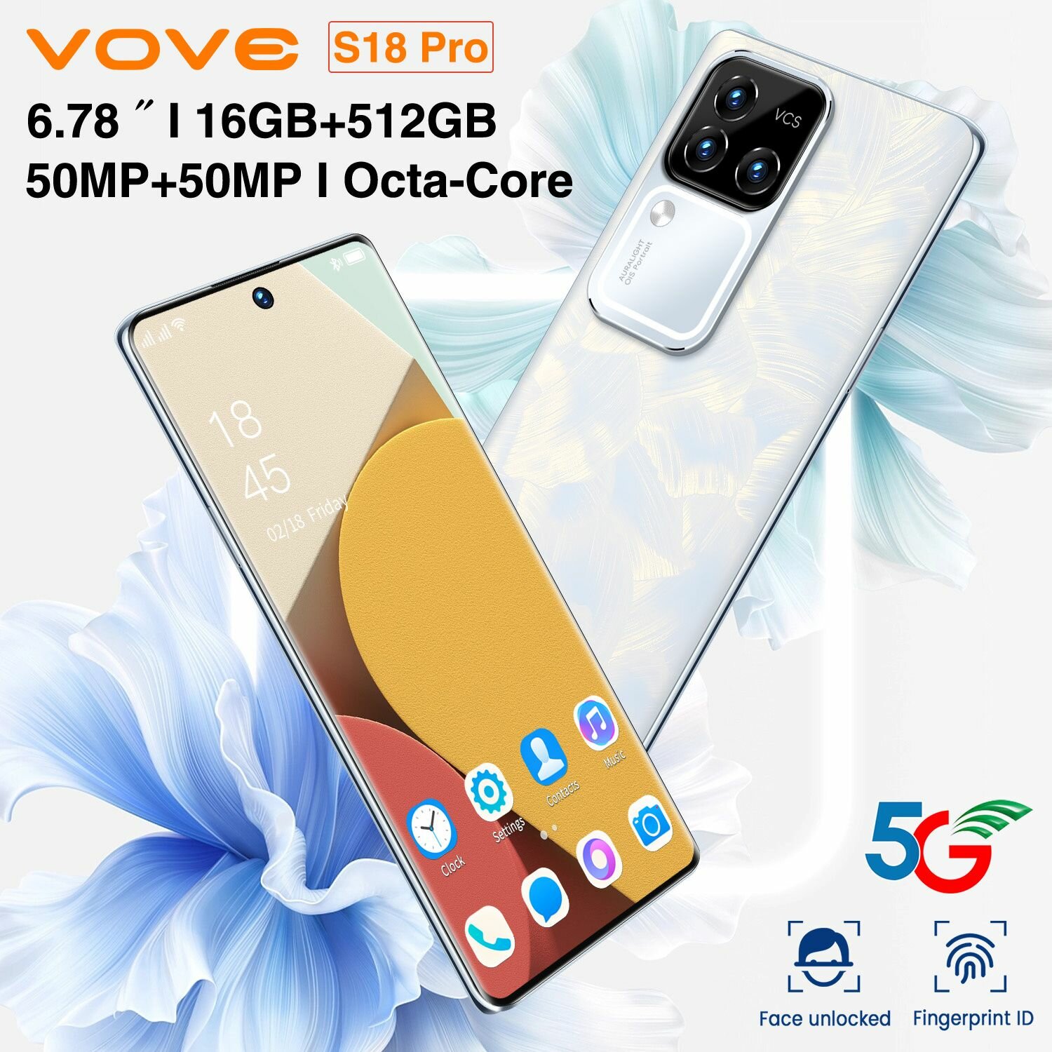 Смартфон S18Pro, Android 13, 10 ядер, 6.74", 18+8МП, 512ГБ, 16ГБ