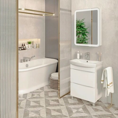 Изображение товара Тумба Emmy Клермонт 50, белая, 2 ящика, без ручек c умывальником Клермонт 50