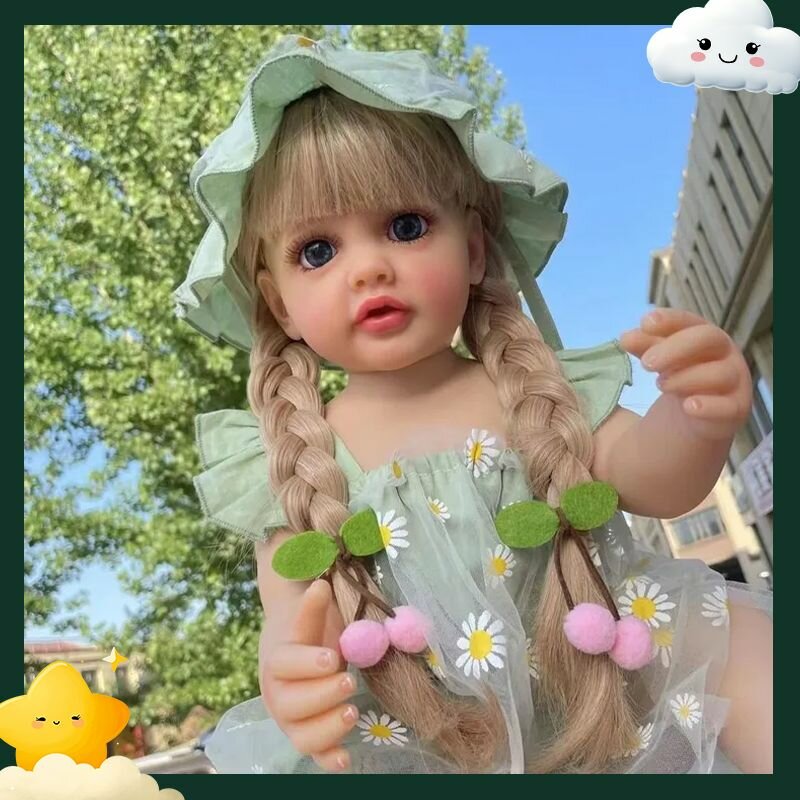 Кукла реборн/девочка/можно купать/55 см/голубые глаза