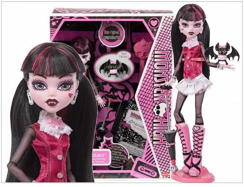 Mattel Monster High / Монстр Хай - Draculaura / Дракулаура с питомцем летучая мышь, Кукла с аксессуарами (HGC29)