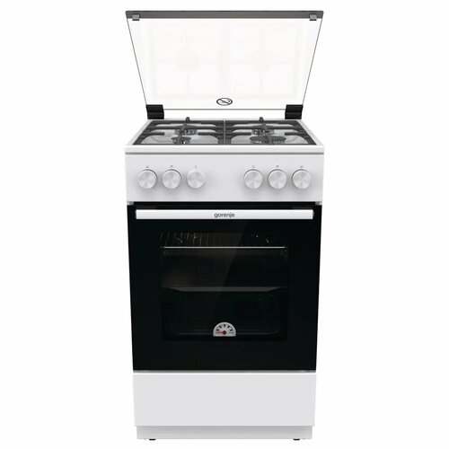 Плита газовая Gorenje GG5A12WF белый, стеклянная крышка, 4 конфорки