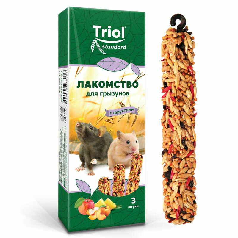 Лакомство для хомяка и других грызунов с фруктами Triol (уп. 3 шт) 80г