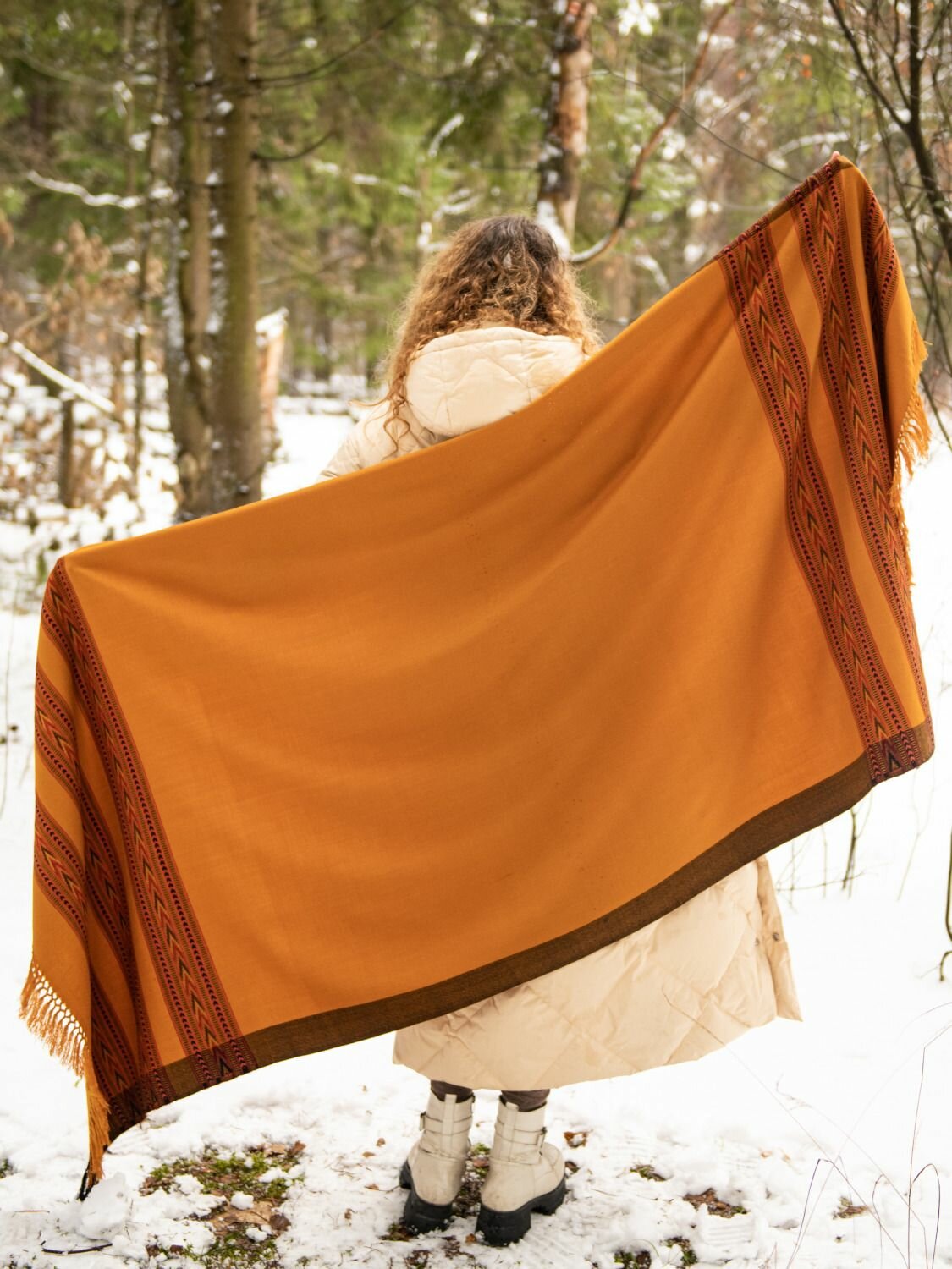 Шаль Ариаварта Базовая коллекция для женщин,215х104 см, горчичный — фото 1