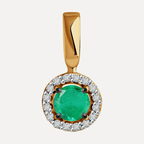 Изображение товара Подвеска, красное золото, 585 проба, изумруд, бриллиант