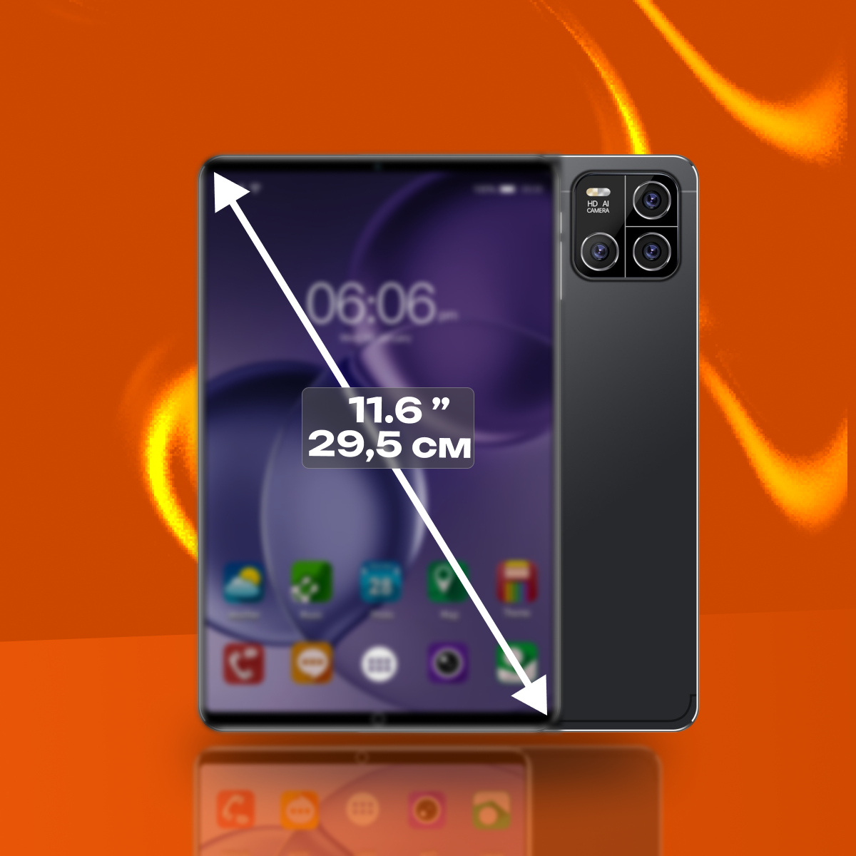 Планшет Pad6Pro, 16GB+512GB, экран 11,6", Android, черный, с защитной пленкой — фото 1