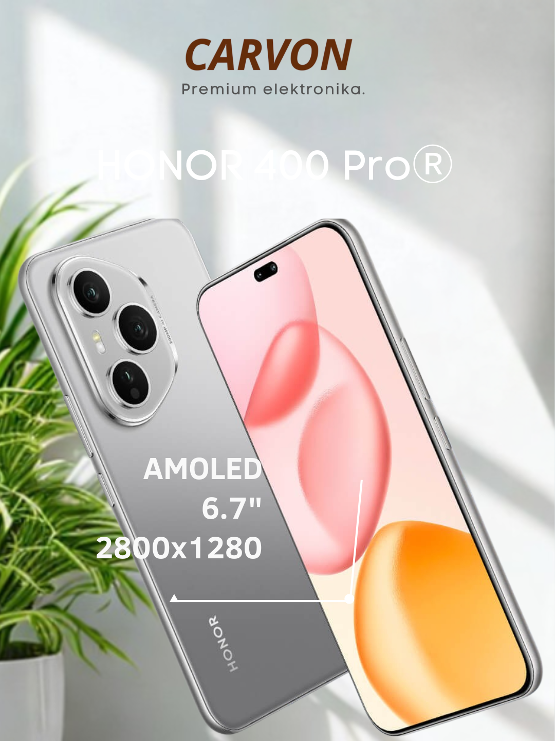 Смартфон Honor 400 Pro 5g, 12 ГБ/512 ГБ, AMOLED 120 Гц, IP68/69, защита от воды и пыли на глубине до 1,5 м в течение 30 мин Чипсет Qualcomm SM8650-AB Snapdragon 8 Gen 3, серый цвет + подарок Премиум-кошелек с разблокировкой по отпечатку пальца — фото 1