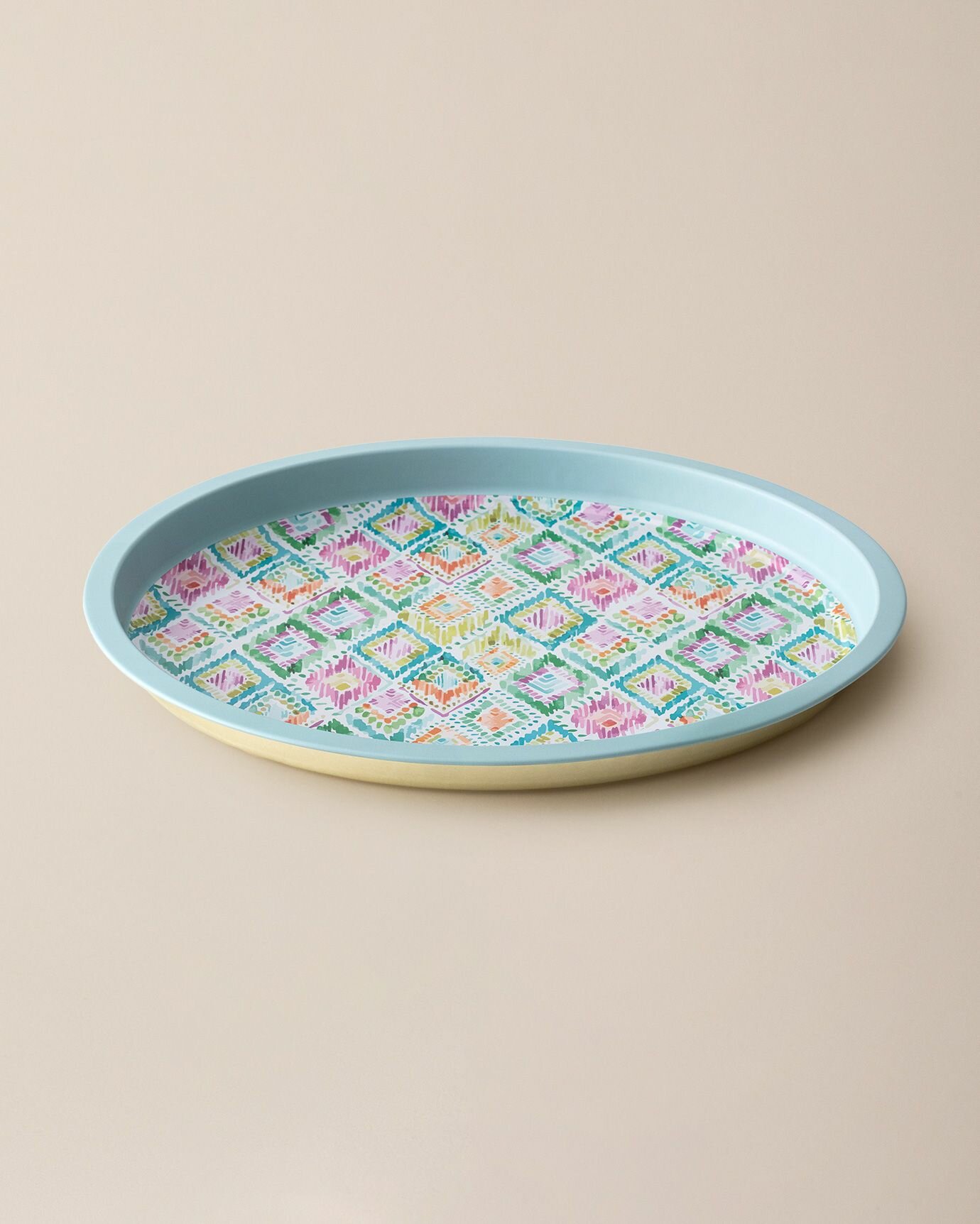 Поднос MADAME COCO Collin Round Tray, круглый, металлический, 35см, цвет голубой — фото 1