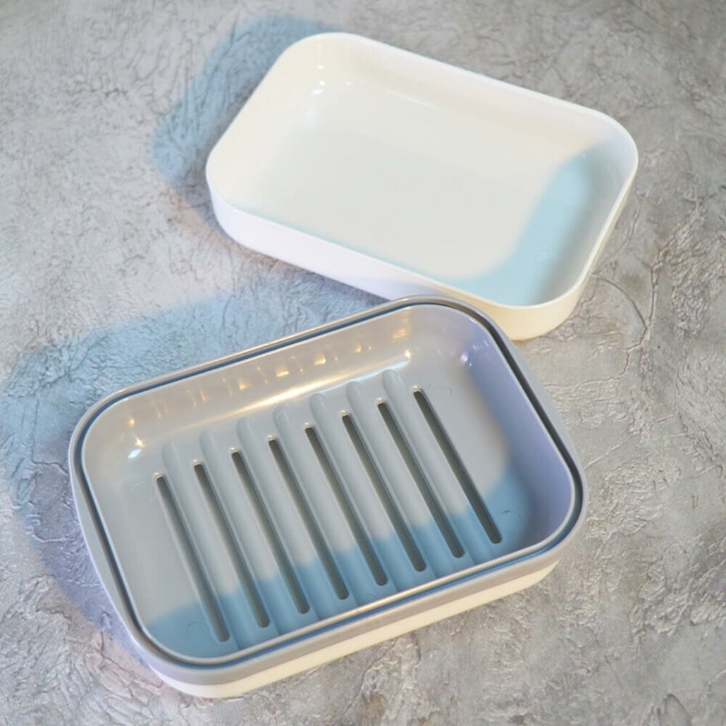 Мыльница дорожная 'Компакт' удобная из пластика цвет белый/серый