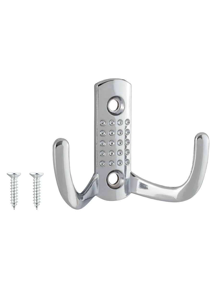 Двойной мебельный серебристый крючок 47 х 70 мм – 1 шт — надежный держатель для одежды аксессуаров и принадлежностей