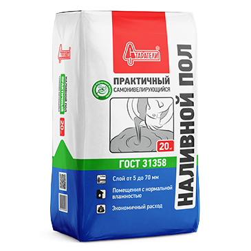 Наливной пол старатели Практичный самовыравнивающийся толщина слоя от 5 до 70мм мешок 20кг