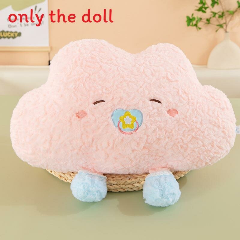 Подушка для дивана в виде облака для девочек с гипоаллергенным наполнителем из пп хлопка розовая 70 см