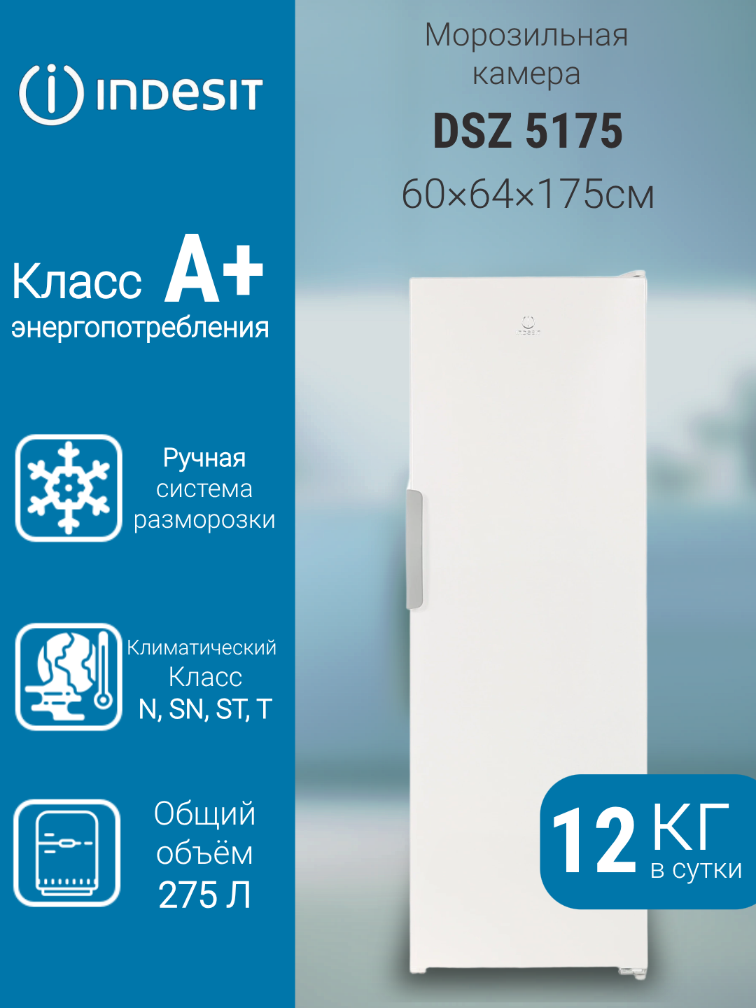 Морозильная камера Indesit DSZ 5175 однокамерная с капельной системой размораживания