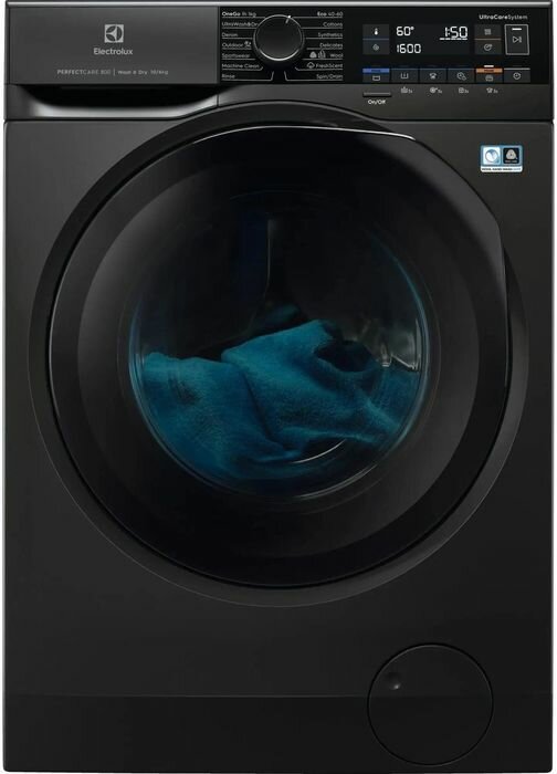 Стиральная машина Electrolux EW8W261BG, английская панель, инверторная, 1600 об/мин, загрузка до 10,5 кг, сушка до 6 кг, черный