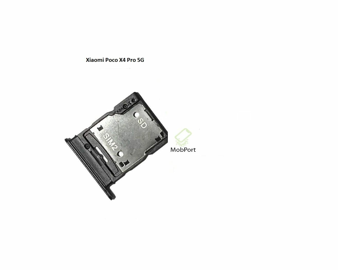 SIM-лоток, для Xiaomi Poco X4 Pro, металл, пластик, черный цвет — фото 1