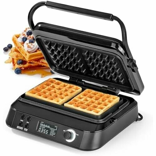 Вафельница N8werk Premium в версии Midnight Edition 1600 Вт 5 программ 7 уровней поджаривания ЖК-дисплей таймер обратного отсчета очень глубокие нагревательные пластины для особенно воздушных вафель 3059500₽