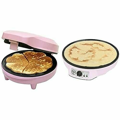 Вафельница Bestron для классических вафель-сердечек и блинницы с аксессуарами в ретро-дизайне 700 1000 Вт цвет розовый 1799000₽
