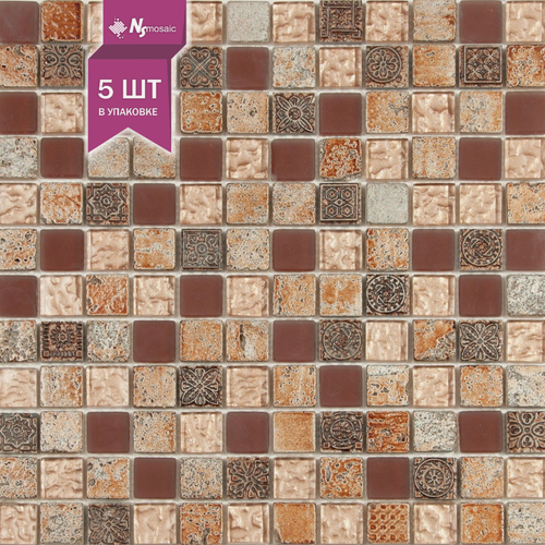 Изображение товара Мозаика стеклянная NSmosaic S-820, глянцевая коричневая, 298х298 мм, чип 23x23 мм, упаковка 5 шт