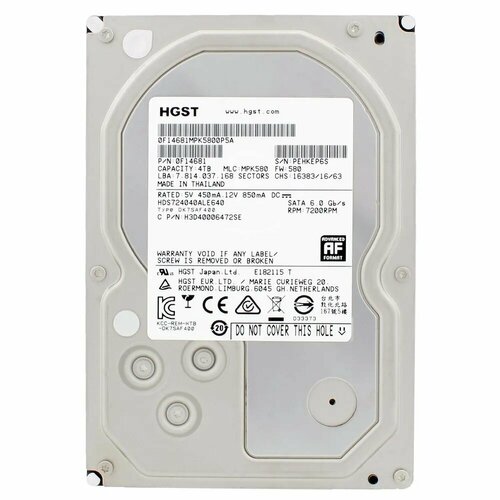 Внутренний жесткий диск для видеонаблюдения HGST с емкостью 4 ТБ 8150₽
