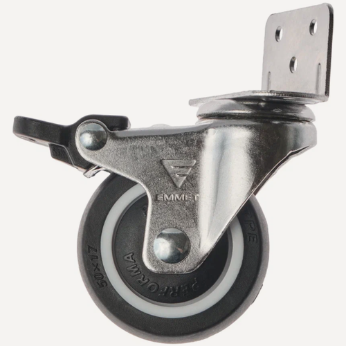 Изображение товара Комплект мебельных колес Emmet со стопором 50мм / Г-образная пятка черный