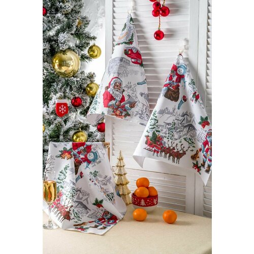 Набор полотенец Снежная зима 4860 см 3 шт Хлопок Рогожка 773₽